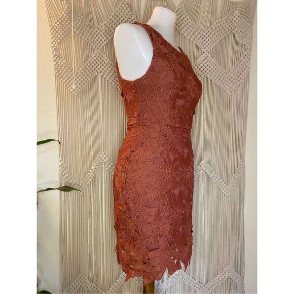 ASTR The Label Womens Mini Dress Bodycon Lace Sleeveless Brown Size Extra Small - Picture 2 of 9